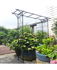 Clihome Metal Garden Arch L80.3" x W20.47" x H81.1" Climbing Plants Support Rose Arch Outdoor