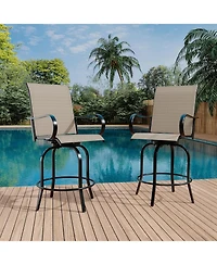 gaomon 2Pcs Outdoor Swivel Bar Chairs, Patio High Swivel Bar Stools