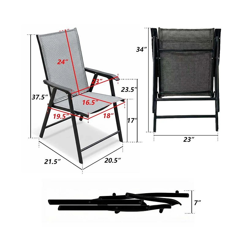 Clihome Outdoor Patio Chairs Set of 2 Stackable Portable for Deck, Garden, Camping and Travel