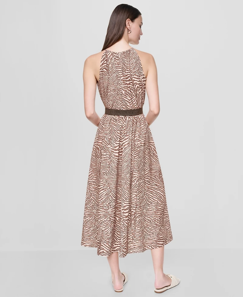 Dkny Women's Sleeveless Halter Neck Dress with Removable Belt