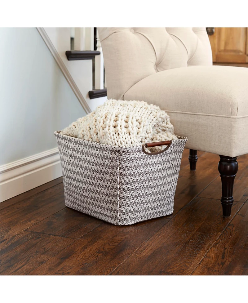 Household Essentials Medium Tapered Soft-Side Storage Bin with Wood Handles