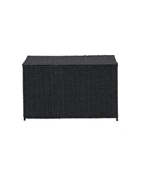 Household Essentials Woven Paper Rope Storage Chest with Hinged Lid and Integrated Handles
