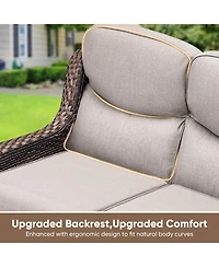 Pocassy Outdoor Patio Couch Sofa, All Weather Wicker 3 Seater Couch, Seating Furniture Sofa with 5 inches Cushion