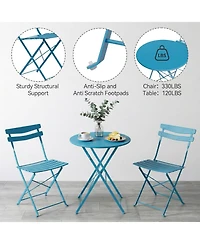 gaomonFolding Patio Bistro Set, Metal Table and Chairs, Outdoor Indoor Compact Bistro Set for Balcony Porch Garden