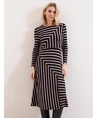 Phase Eight Women's Mia Stripe Long Sleeve Midi Dress
