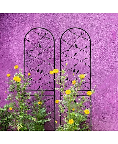Clihome Metal Garden Trellis 86.7" x 19.7" Rustproof Trellis for Climbing Plants Outdoor Flower Support