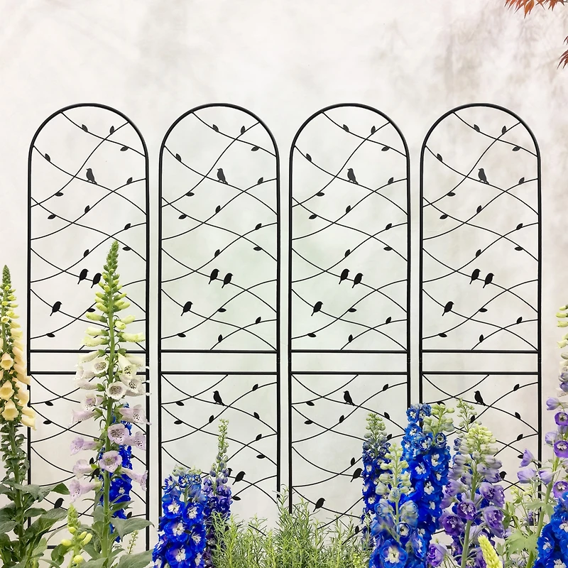 Clihome Metal Garden Trellis 86.7" x 19.7" Rustproof Trellis for Climbing Plants Outdoor Flower Support