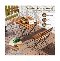 Boyel Living 3 Piece Patio Acacia Wood Bistro Set with Slatted Seat and Tabletop
