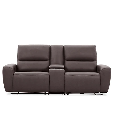 Symond 3-Piece Leather 2 Power Motion Sofa with Console
