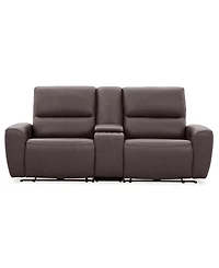 Symond 3-Piece Leather 2 Power Motion Sofa with Console