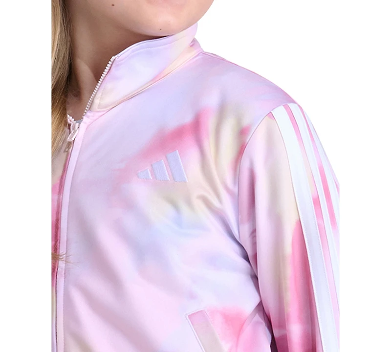 adidas Girls' 8-16 Long-Sleeve Full-Zip 3-Stripe Printed Tricot Jacket