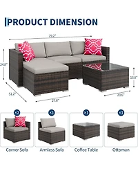gaomon 5-Piece All-Weather Pe Rattan Outdoor Sectional Sofa Set