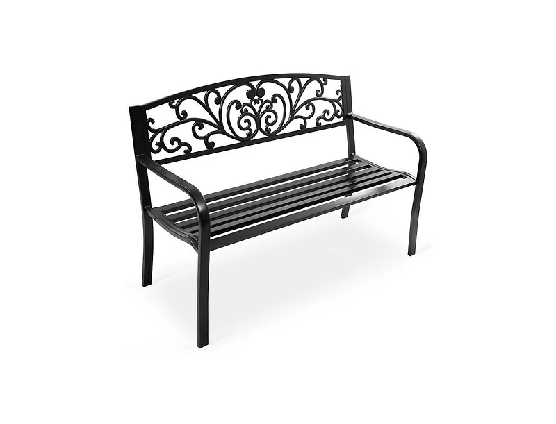 Clihome Patio Park Steel Frame Cast Iron Backrest Bench Porch Chair