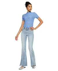 KanCan Women's Selena Mid Rise Double Waistband Flare Jeans