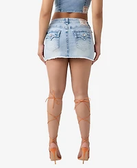 True Religion Women's Sadie Mini Denim Flap Skirt