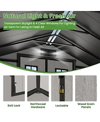 Xizzi Outdoor Storage Shed with Floor, Large Waterproof Resin Garden Tool Shed, Walk-in Backyard Storage Shed with Window and Lockable Door
