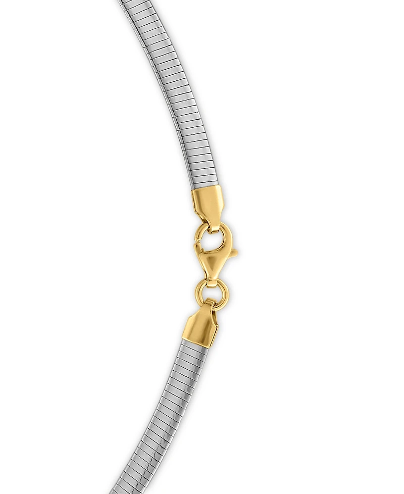 Macy's Double Sided Reversible Omega Necklace in 14k Gold Over Sterling Silver & Sterling Silver