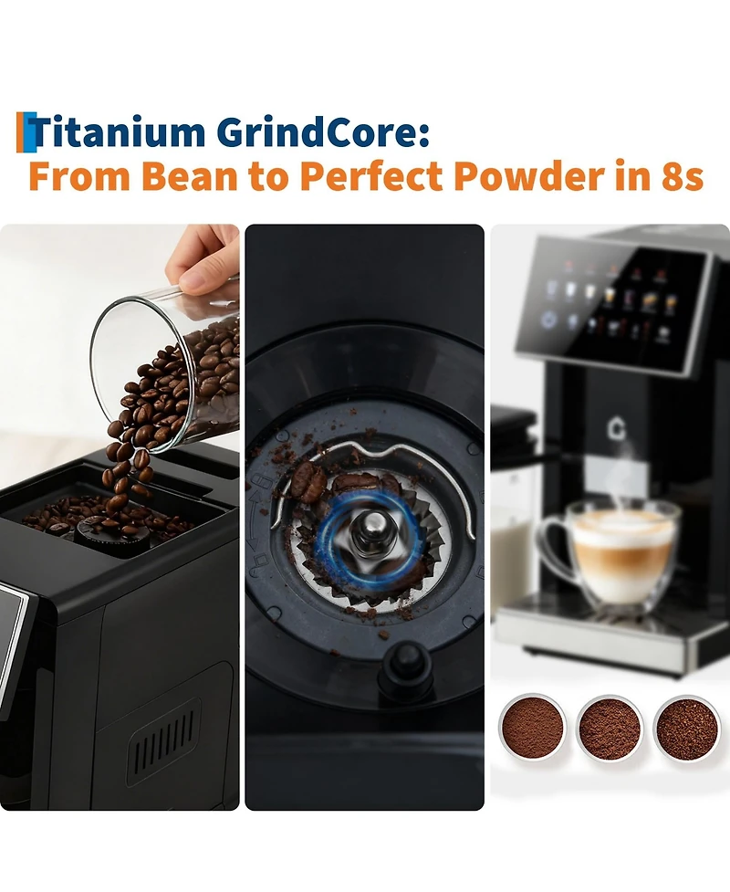 gaomon Automatic Coffee Machine with Built-in Grinder and Milk Frother, One-Touch Operation