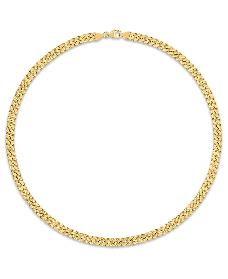 Macy's Men's Starburst Diamond-Cut Cuban Link Chain Necklace in 14k Gold over Sterling Silver