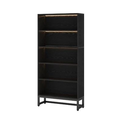 Slickblue Modern Tall Bookcase with Built-In Led Lights for Stylish Storage