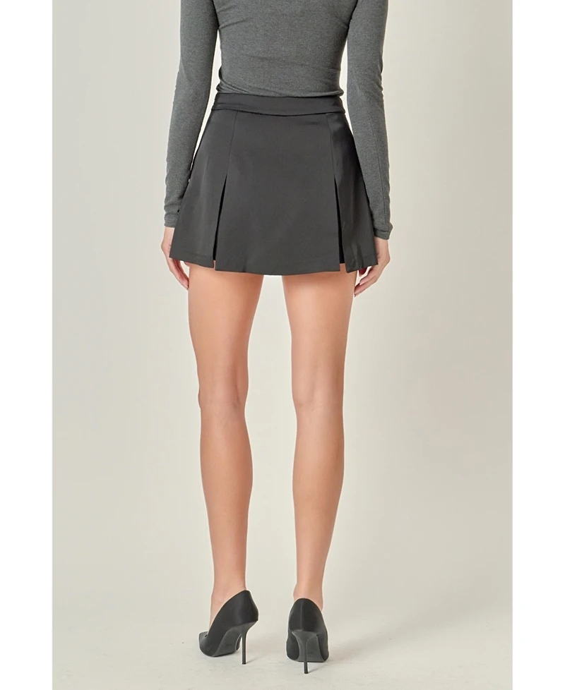 English Factory Women's Satin Single Pleat Skort