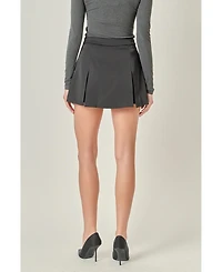 English Factory Women's Satin Single Pleat Skort