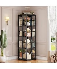Aheaplus Corner 4-5 Tiers Display Shelves, Freestanding Rotating Bookshelf