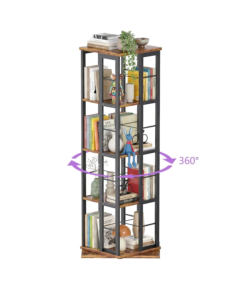 Aheaplus Corner 4-5 Tiers Display Shelves, Freestanding Rotating Bookshelf