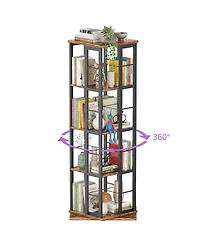 Aheaplus Corner 4-5 Tiers Display Shelves, Freestanding Rotating Bookshelf