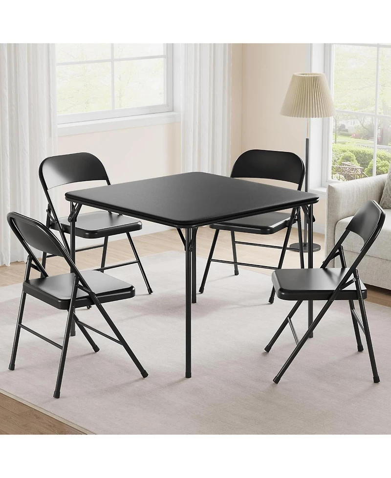 gaomon 33.6" Square Folding Table With Pu Leather Cushion Top, Portable Heavy-Duty Table