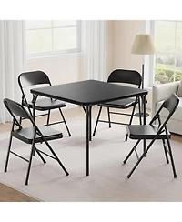 gaomon 33.6" Square Folding Table With Pu Leather Cushion Top, Portable Heavy-Duty Table