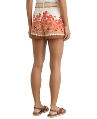 Reiss Women's Linen Floral-Print Belted Shorts