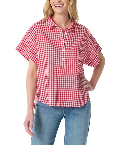 Gloria Vanderbilt Women's Austin Gingham Print Short-Sleeve Top