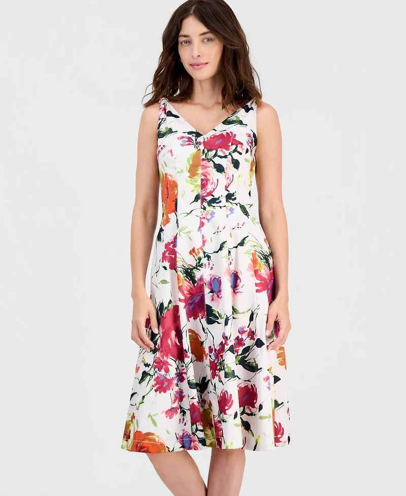 Tahari Asl Women's Printed Sleeveless Fit & Flare Dress