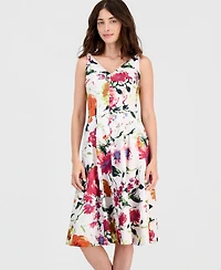 Tahari Asl Women's Printed Sleeveless Fit & Flare Dress