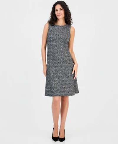 Kasper Womens Boat Neck Sleeveless Fit Flare Dress