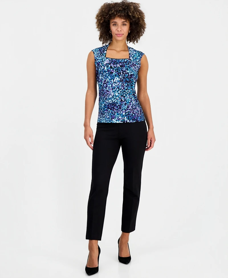 Kasper Women's Square-Neck Cap-Sleeve Top