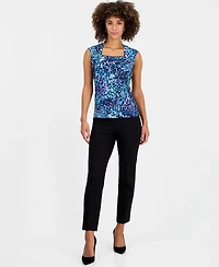 Kasper Women's Square-Neck Cap-Sleeve Top
