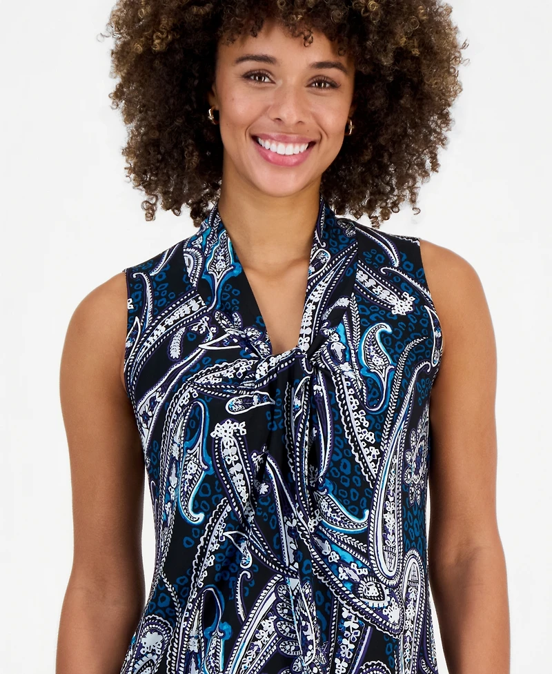 Kasper Women's V-Knot-Neck Sleeveless Blouse