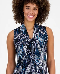 Kasper Women's V-Knot-Neck Sleeveless Blouse