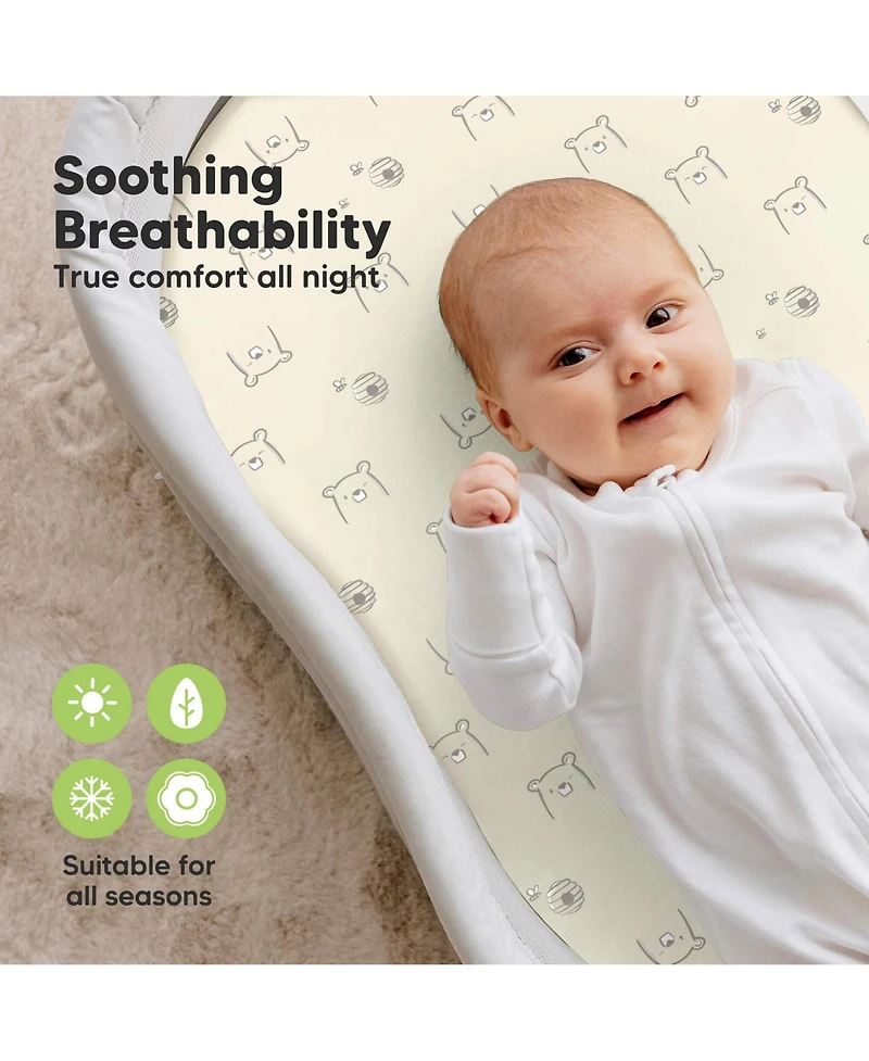 KeaBabies Soft Soothe Organic Cotton 2 Pack Bassinet Sheets, Halo BassiNest Hourglass 30" x 18"