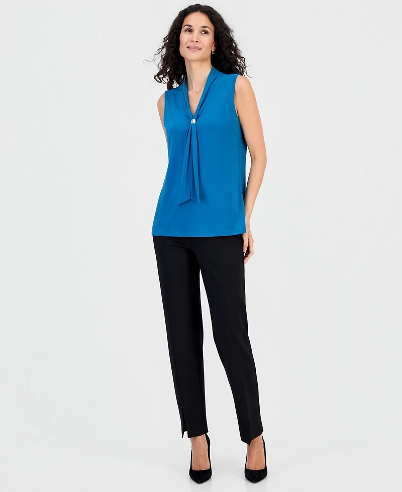Kasper Women's Tie-Neck Sleeveless Blouse