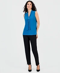 Kasper Women's Tie-Neck Sleeveless Blouse