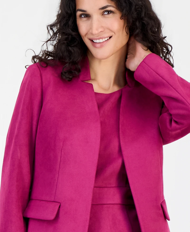 Kasper Women's Faux Suede Collared Open-Front Blazer
