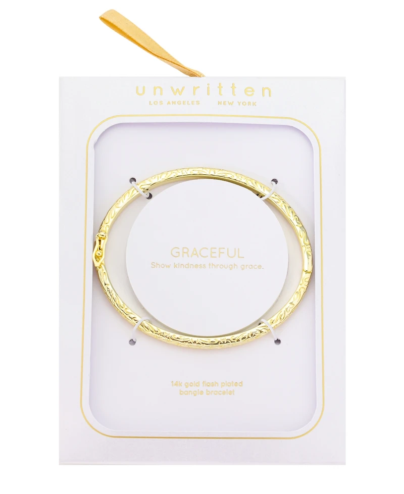 Unwritten Gold-Tone Plated Tooled Bangle Bracelet