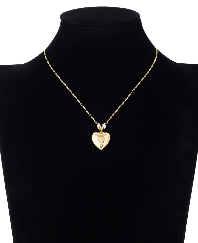 Unwritten Cubic Zirconia Fine Silver Plated Puff Heart Pendant Necklace