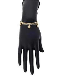 Unwritten Cubic Zirconia Gold-Tone Plated Celestial Layered Bolo Bracelet