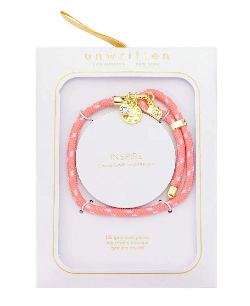 Unwritten Crystal Gold-Tone Plated Charm Bracelet with Adjustable Cord