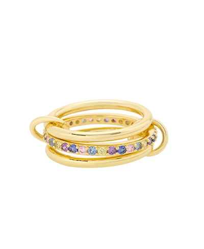 Unwritten Cubic Zirconia Gold-Tone Plated Multi Color Trio Stacked Ring