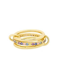 Unwritten Cubic Zirconia Gold-Tone Plated Multi Color Trio Stacked Ring